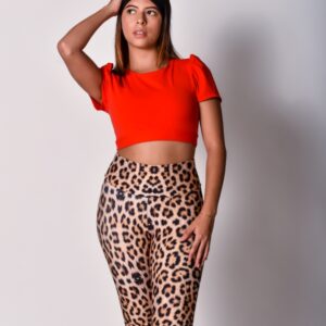 Set Animal Print, Top Naranja